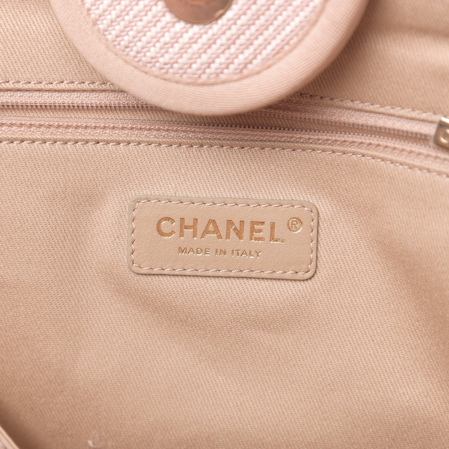 Mixed Fibers Calfskin Medium Deauville Tote Beige