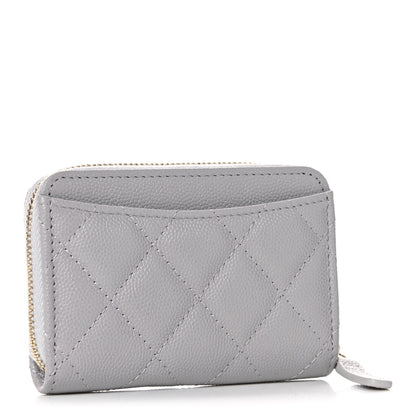 Chanel Caviar Quilted Zip Coin Purse Grey 3 of 11
