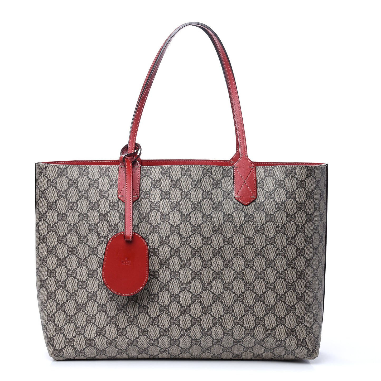 GG Supreme Monogram Medium Reversible Tote Beige Red