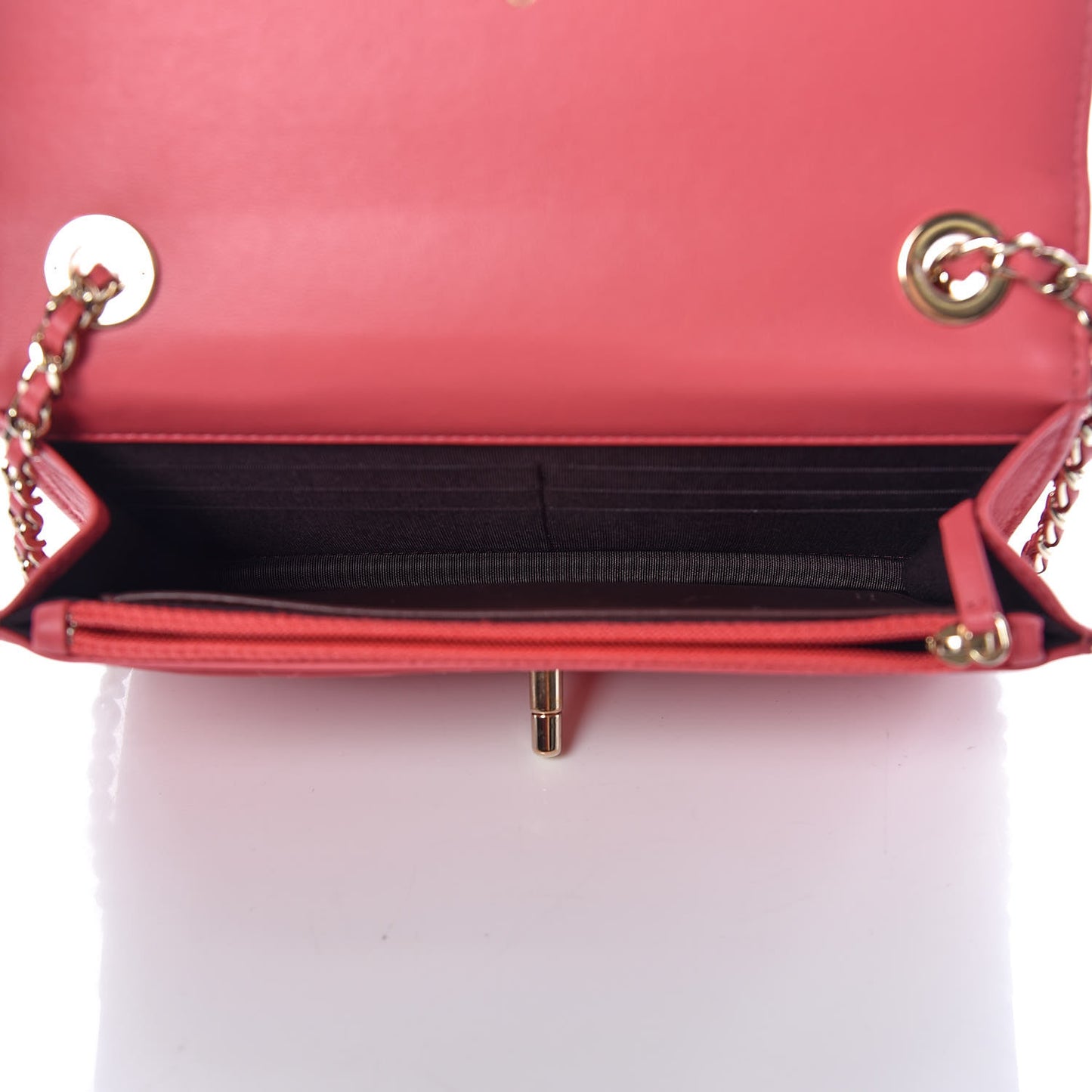 Lambskin Quilted Trendy CC Wallet On Chain WOC Bright Pink