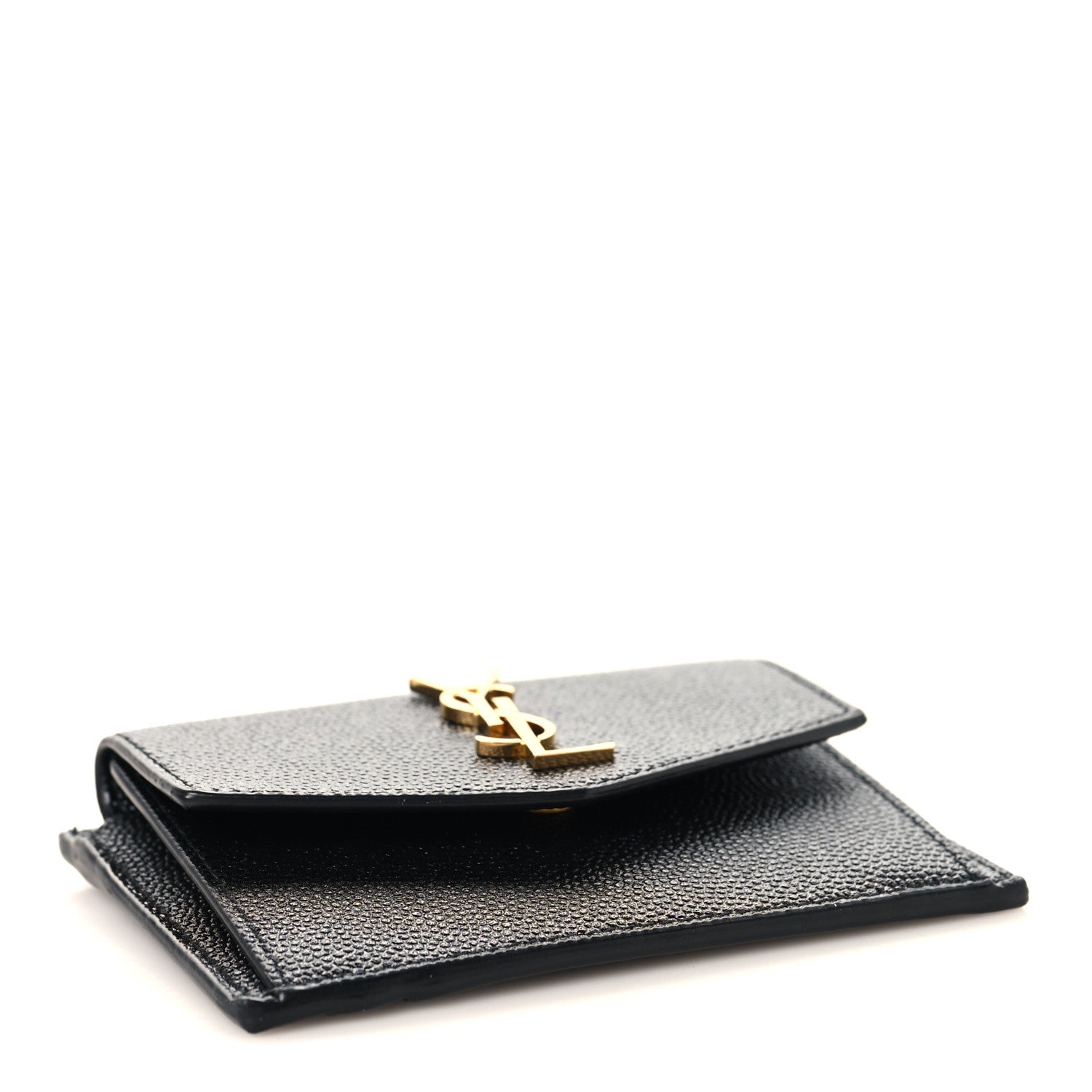 Saint Laurent Grain De Poudre Uptown Monogram Card Case Black 4 of 8