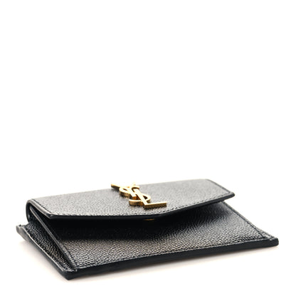 Saint Laurent Grain De Poudre Uptown Monogram Card Case Black 4 of 8