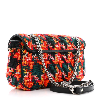 Gucci Tweed Check Poule Calfskin Small GG Marmont Shoulder Bag Pink Petroleum Multicolor Black 3 of 10