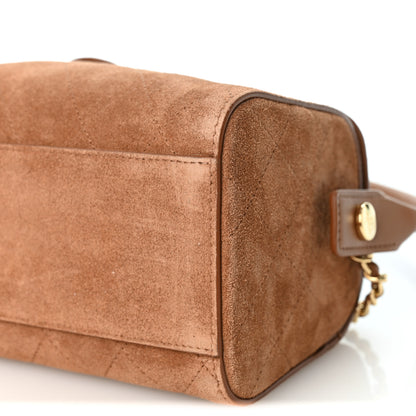 Chanel Suede Quilted Turn Around Clutch With Chain Camel 10 of 10
