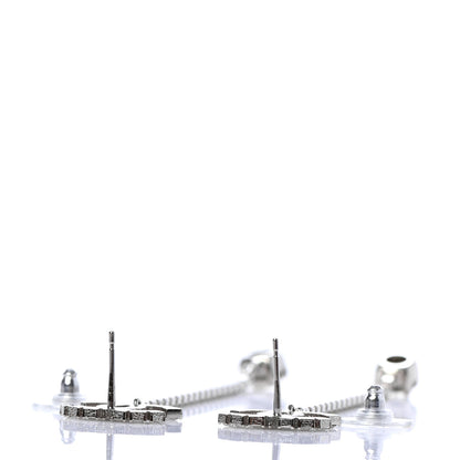 Chanel Crystal CC Drop Earrings Silver 3 of 5