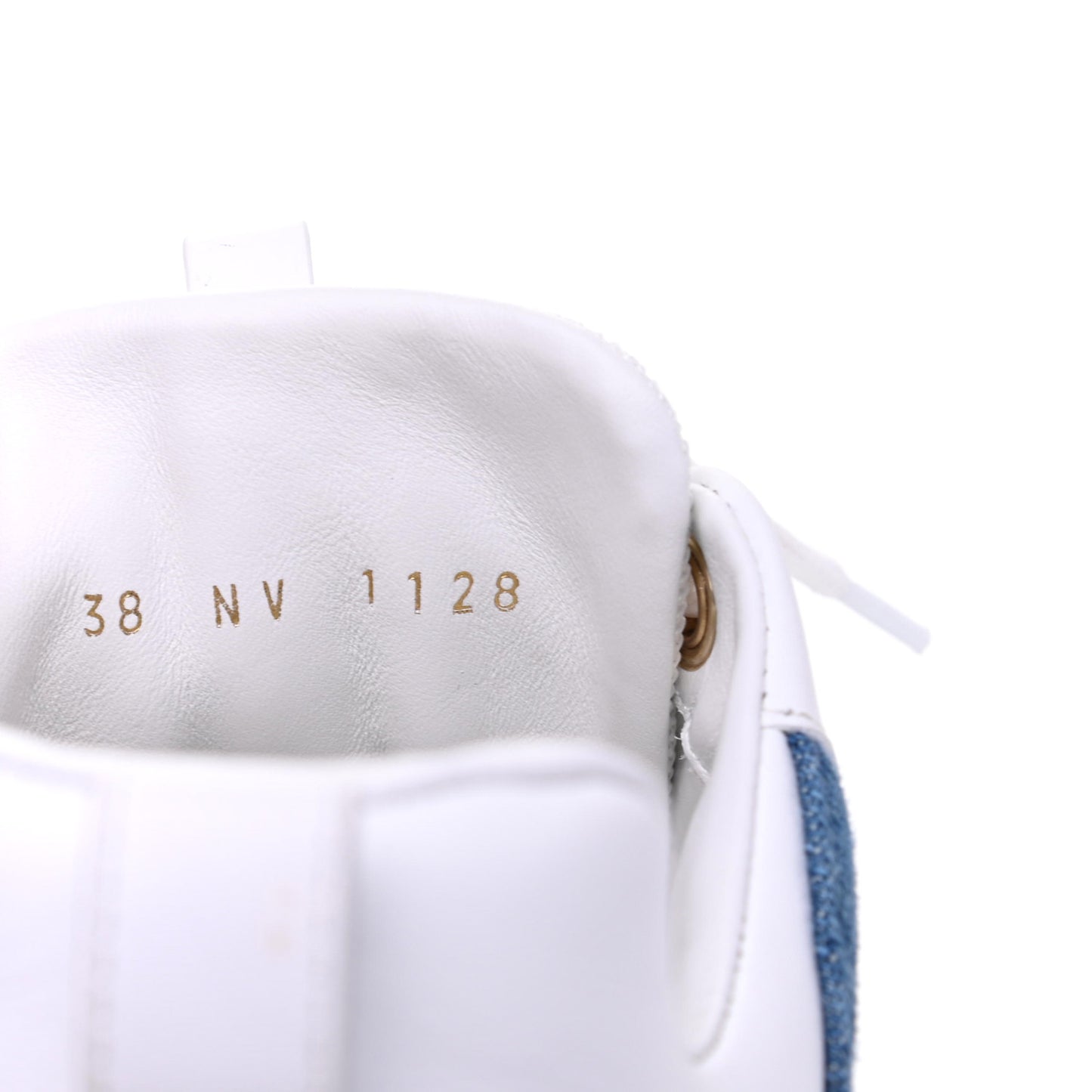 Calfskin Monogram Denim Run Away Sneakers 38 White