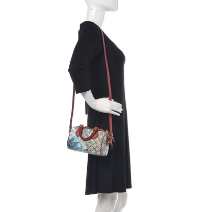 Gucci GG Supreme Monogram Blooms Mini Boston Navy Blue Hibiscus 2 of 10