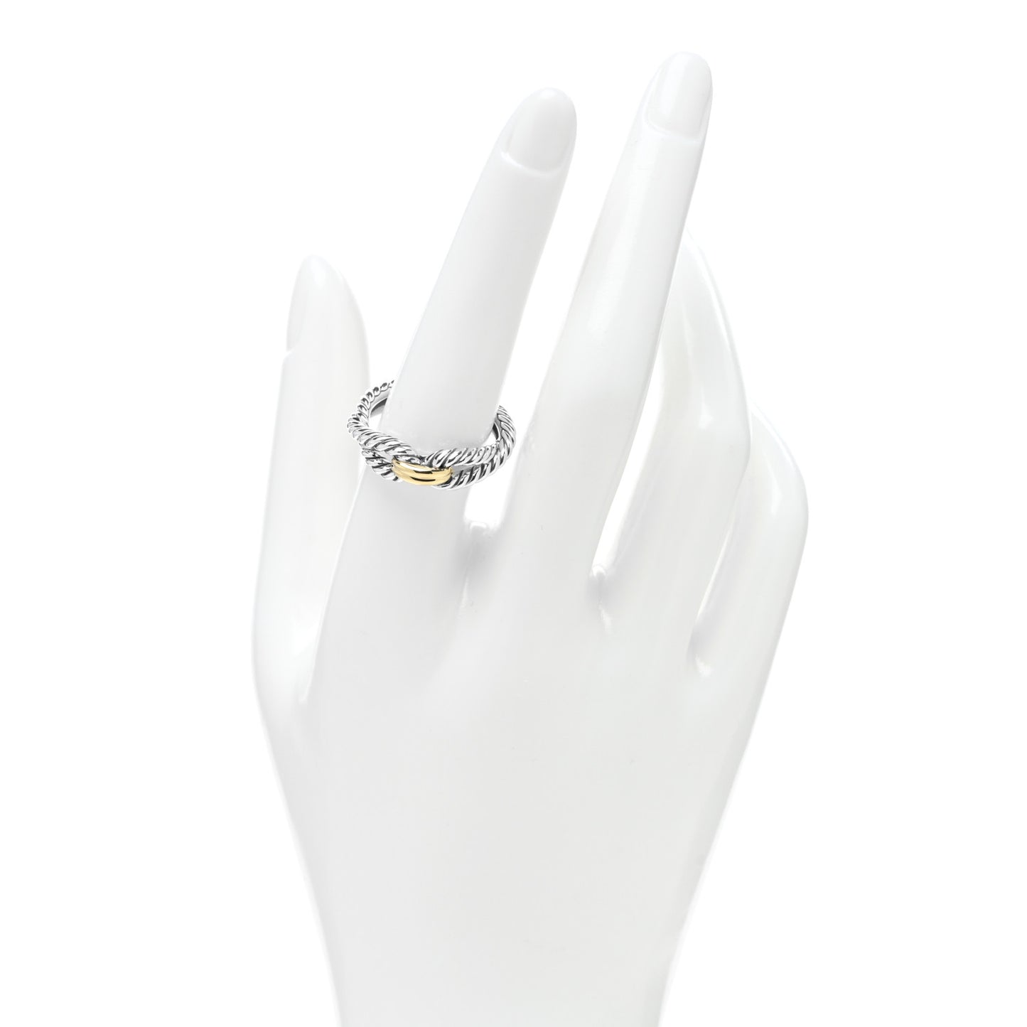 Sterling Silver 18K Yellow Gold Cable Loop Ring 57 8