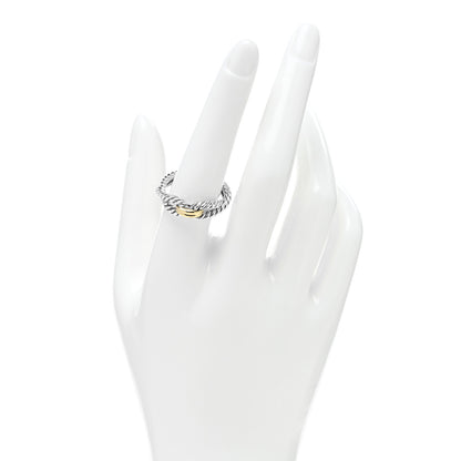David Yurman Sterling Silver 18K Yellow Gold Cable Loop Ring 57 8 2 of 4
