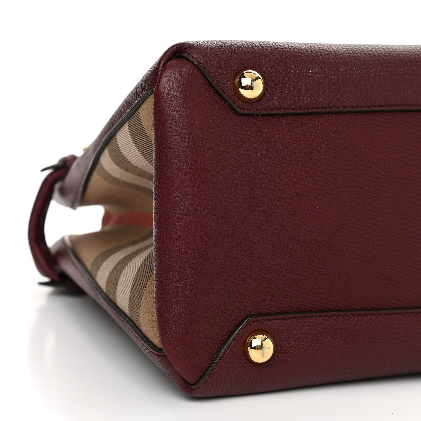 Grainy Calfskin House Check Medium Banner Tote Mahogany Red