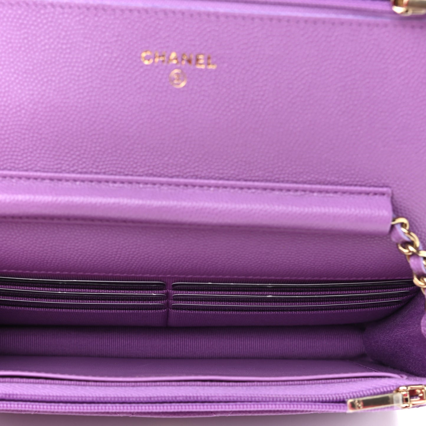 Caviar Quilted Wallet On Chain WOC Purple