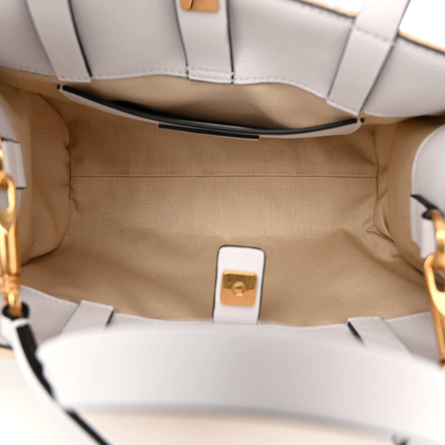 Valentino Garavani Canvas Calfskin Embellished Small Vlogo Signature Tote White Natural 5 of 9