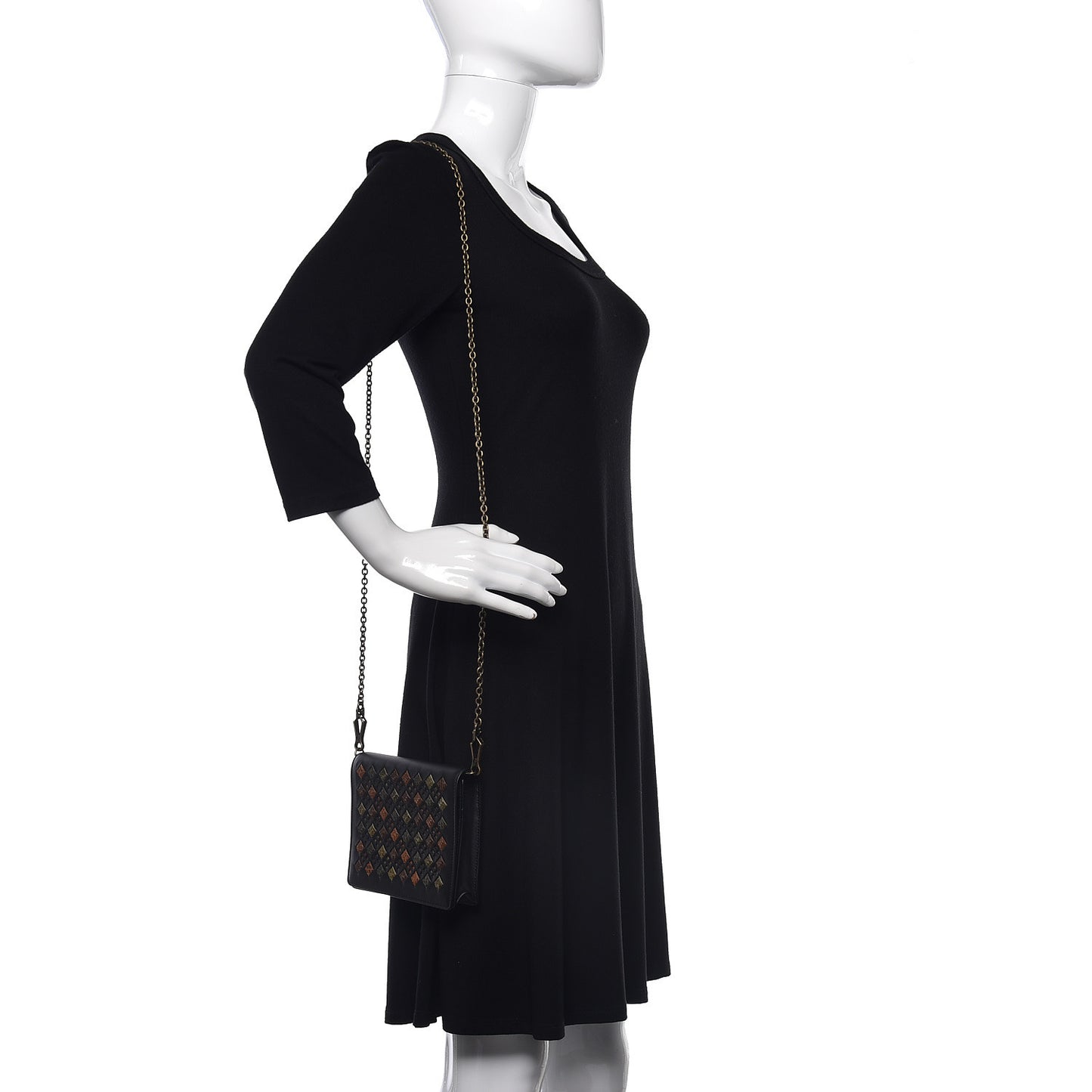 Nappa Intrecciato Snakeskin Stained Glass Montebello Crossbody Black