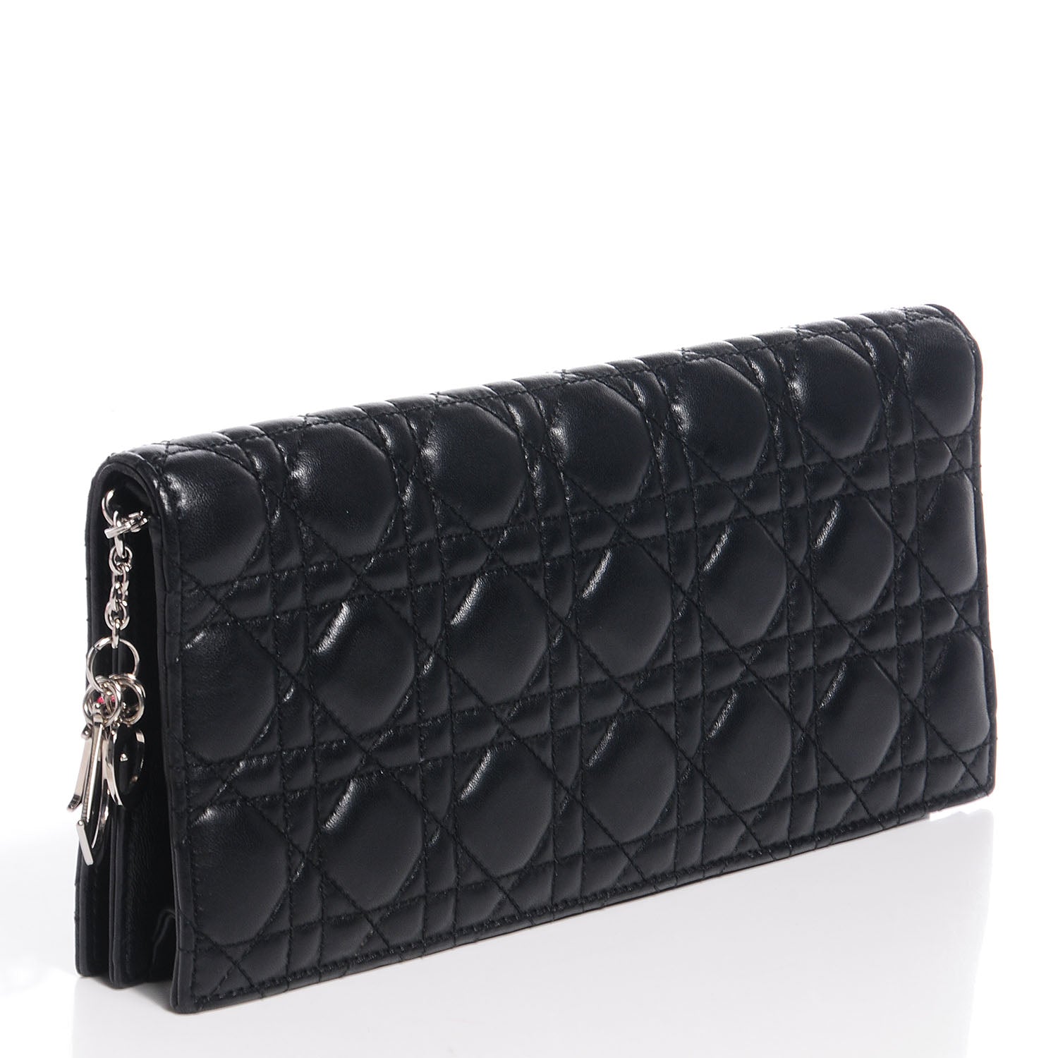 Christian Dior Lambskin Cannage Lady Dior Convertible Clutch Black 3 of 7
