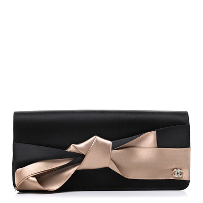 Chanel Satin Bow Clutch Black 1 of 10