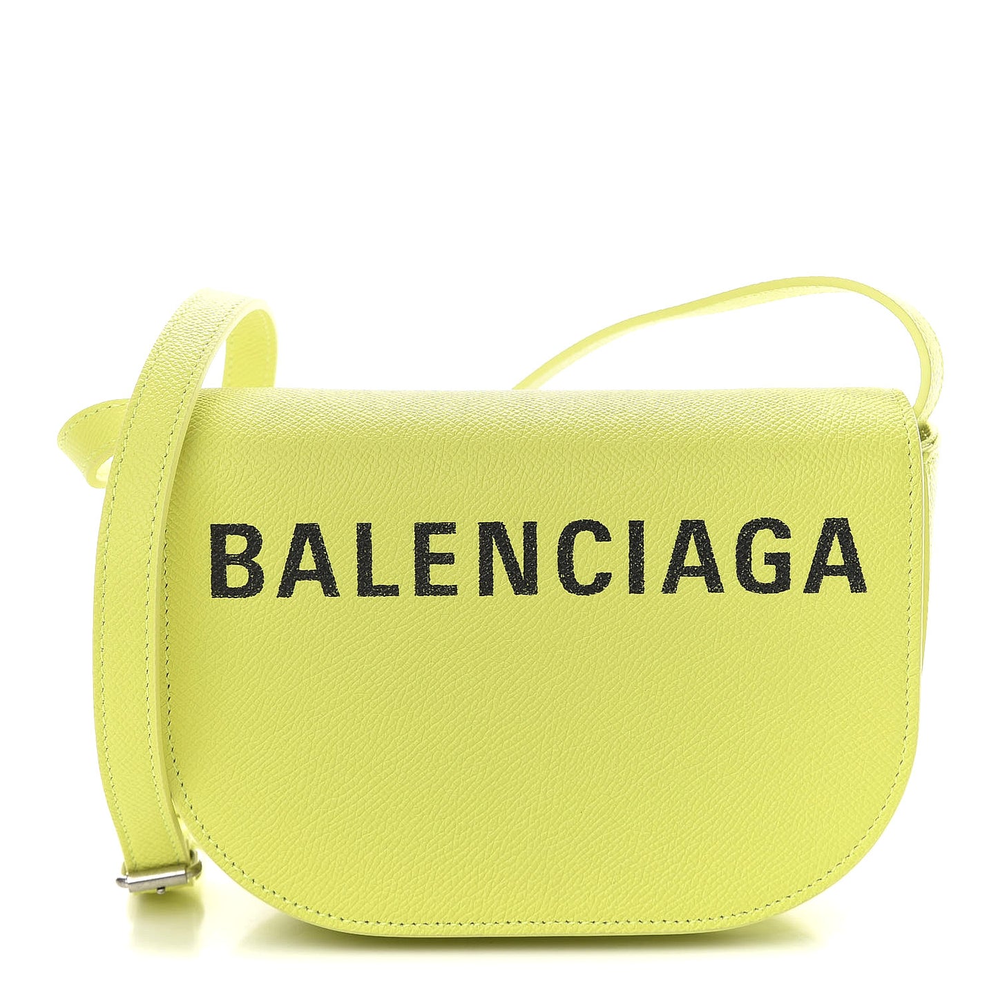 Grained Calfskin Logo Print Ville Day Bag XS Acid Green