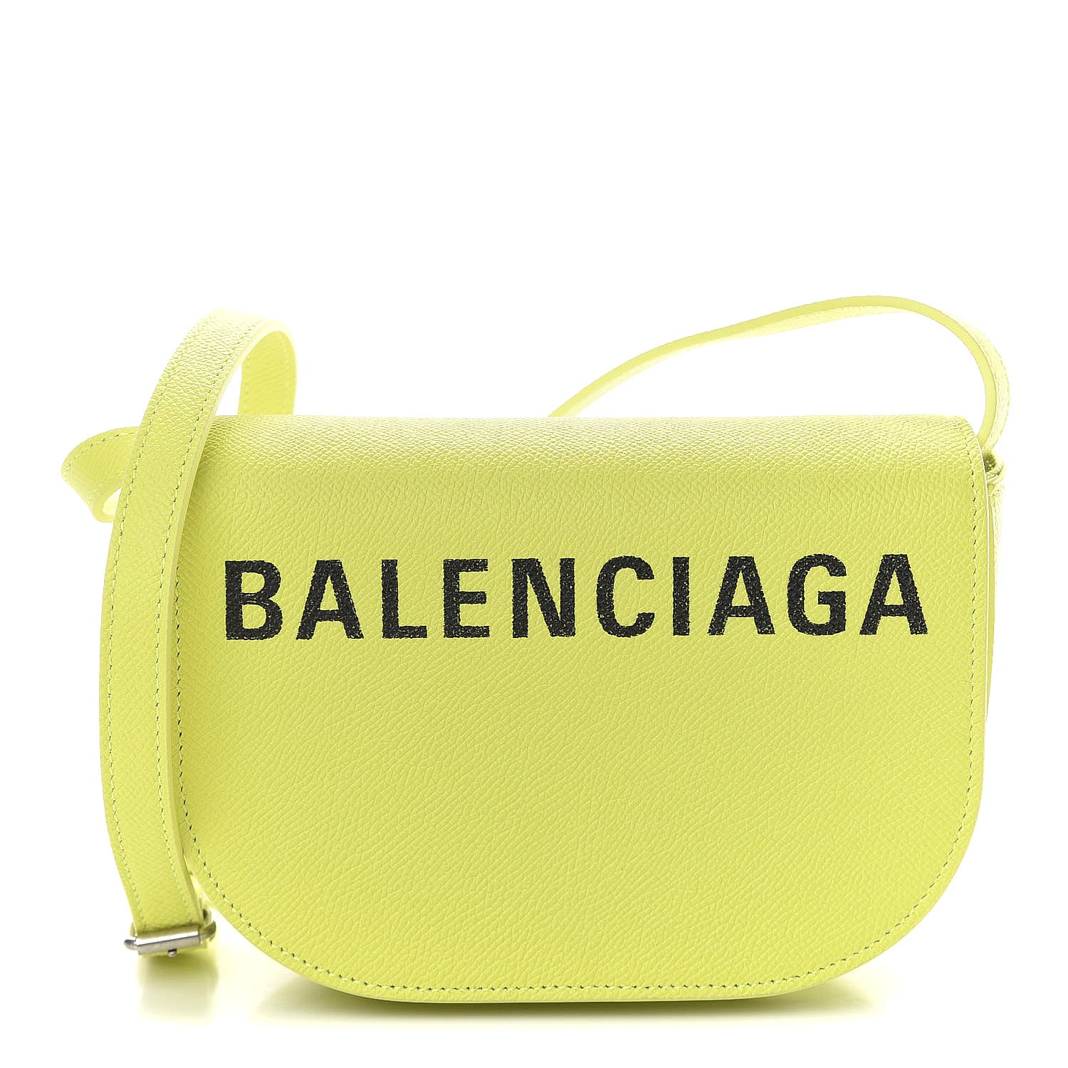 Balenciaga Grained Calfskin Logo Print Ville Day Bag XS Acid Green 1 of 12