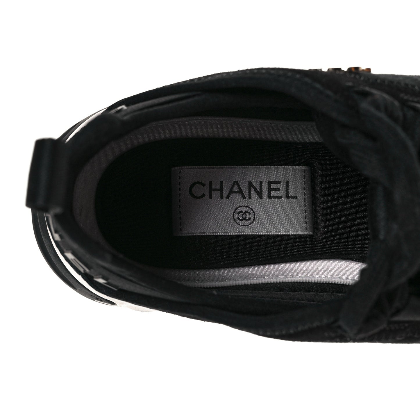Velvet Calfskin Mixed Fibers CC Sneakers 35 Black