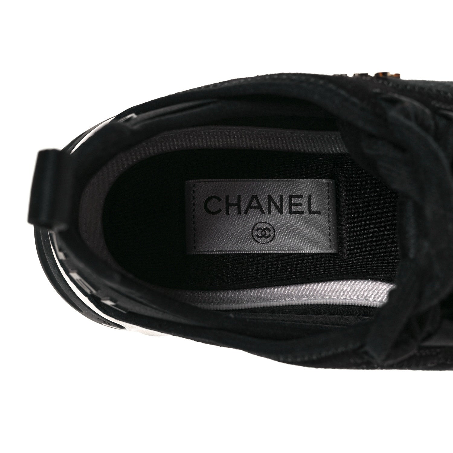 Chanel Velvet Calfskin Mixed Fibers CC Sneakers 35 Black 7 of 8