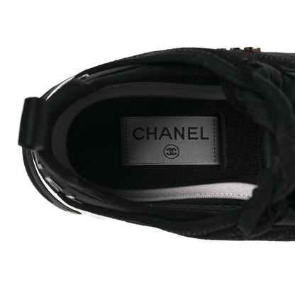 Chanel Velvet Calfskin Mixed Fibers CC Sneakers 35 Black 7 of 8
