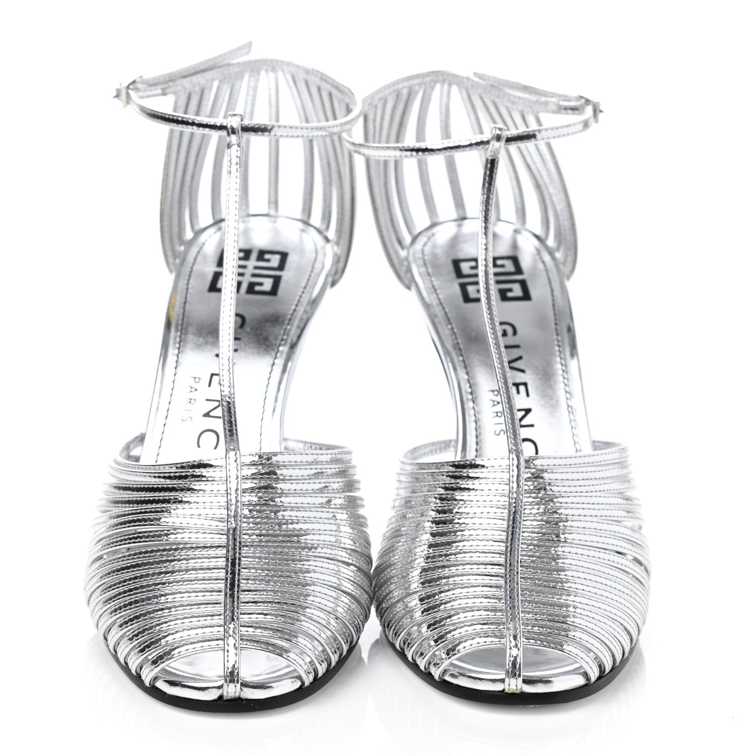 Givenchy Metallic Calfskin Look Book Cage Sandals 38 Silver 2 of 9