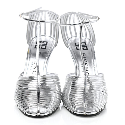Givenchy Metallic Calfskin Look Book Cage Sandals 38 Silver 2 of 9