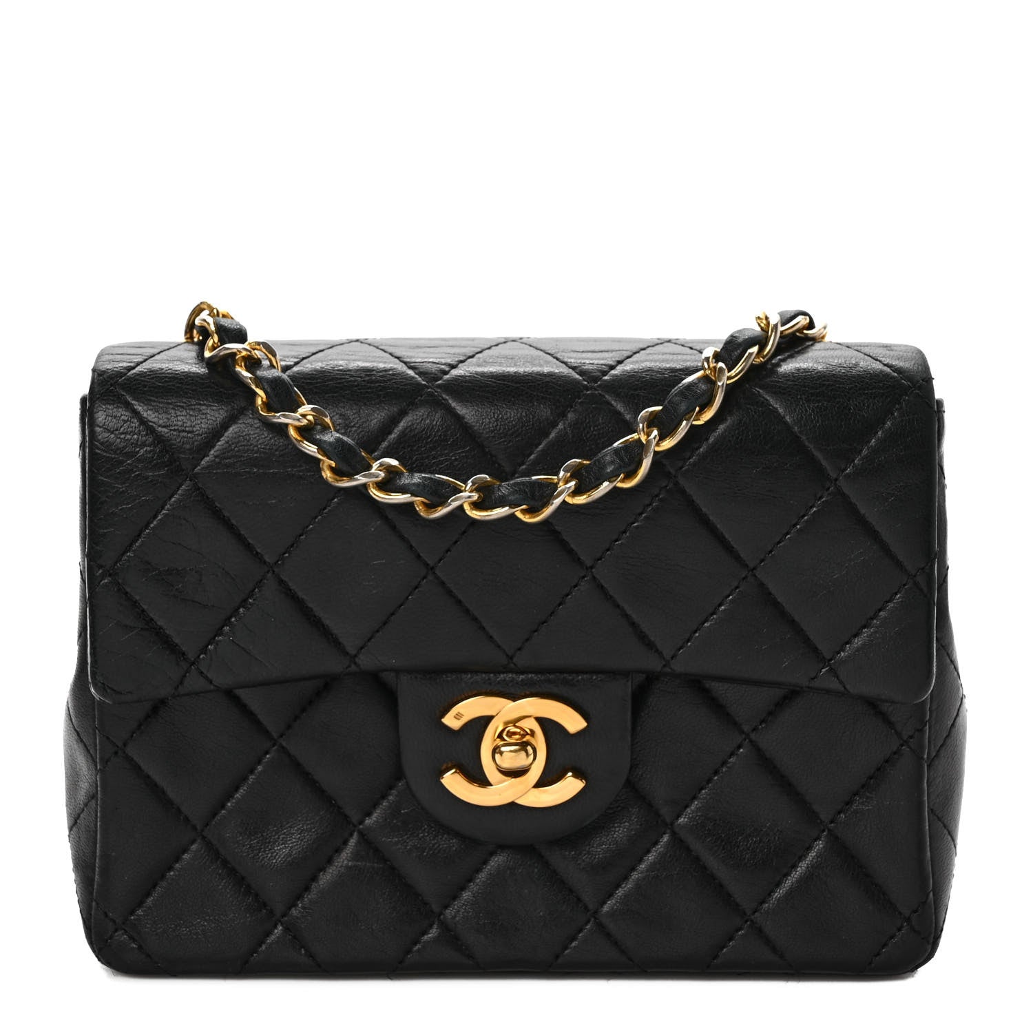 Chanel Lambskin Quilted Mini Square Flap Black 1 of 8