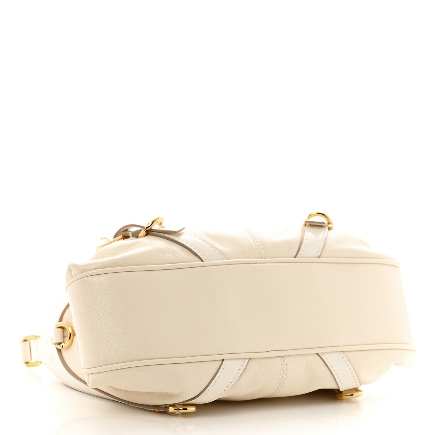 Tumbled Calfskin Voyou Harness Shoulder Bag White