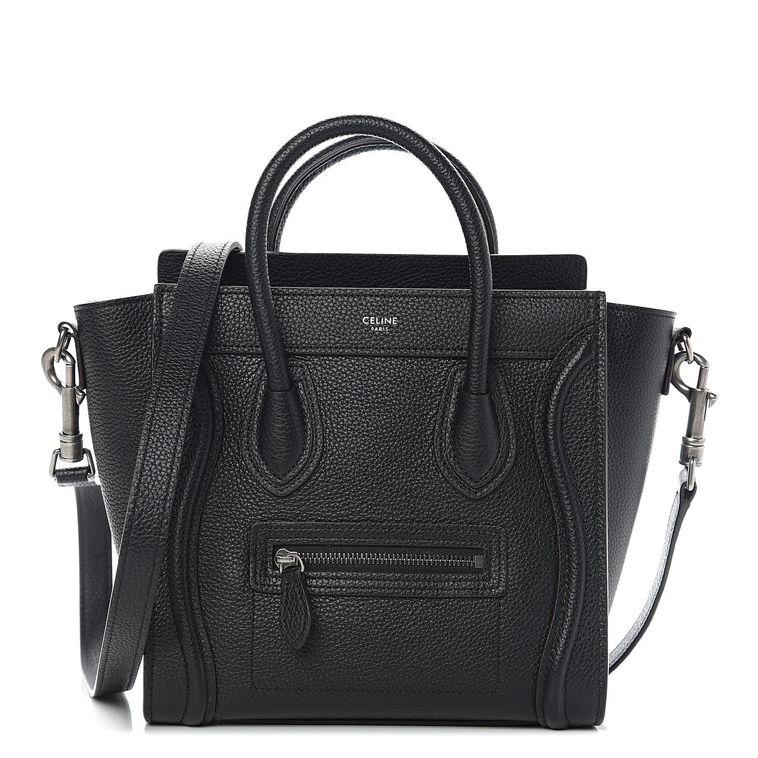 Celine Drummed Calfskin Nano Luggage Black 1 of 8
