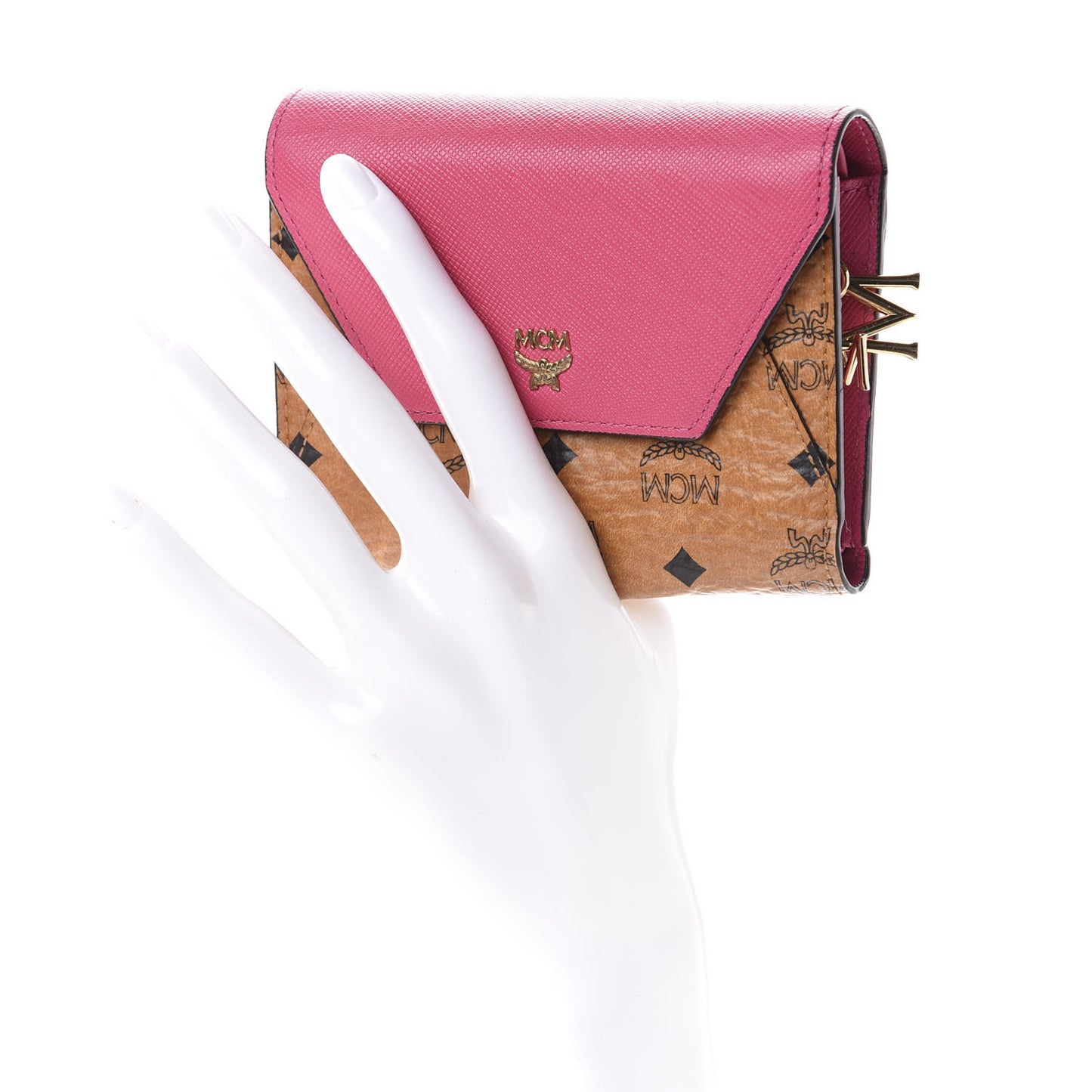 Visetos Tri-Fold Love Letter Flap Wallet Cognac Pink