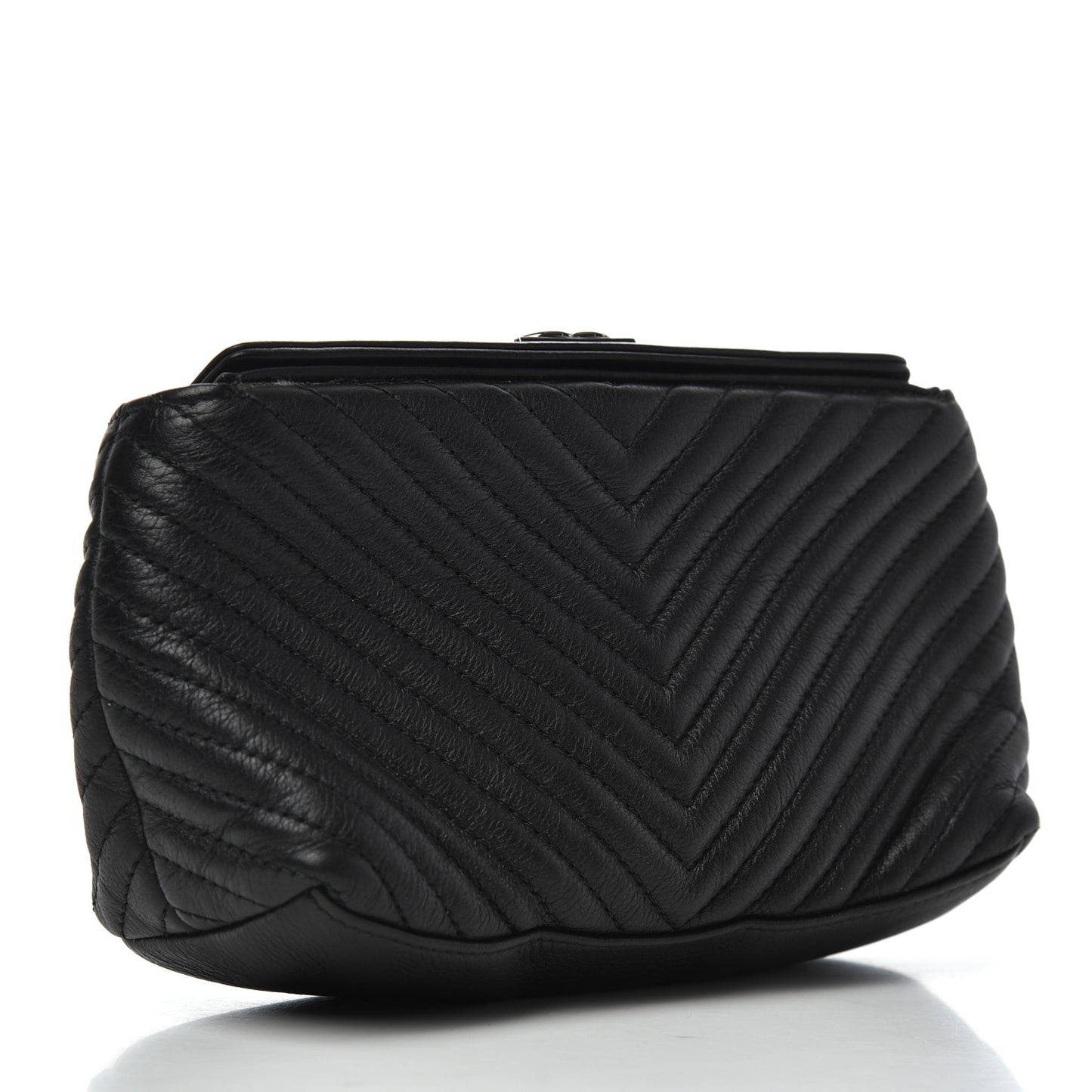 Aged Calfskin Chevron Boy Cosmetic Pouch Black