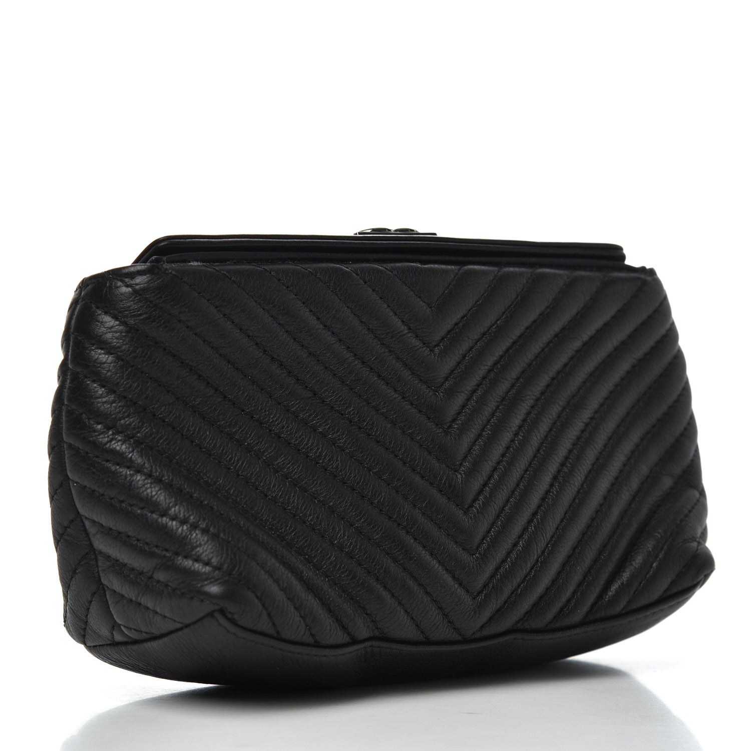 Chanel Aged Calfskin Chevron Boy Cosmetic Pouch Black 2 of 7