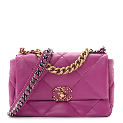 Chanel Lambskin Quilted Medium Chanel 19 Flap Purple 1 of 12