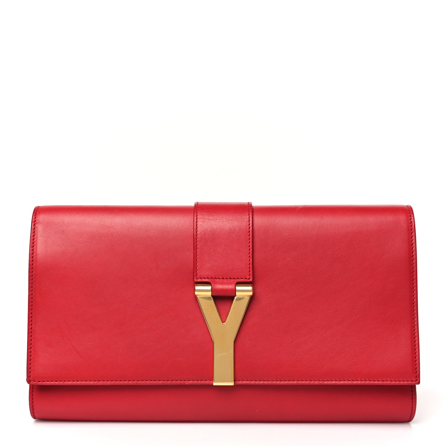 Saint Laurent Calfskin Classic Y Ligne Clutch Red 1 of 10