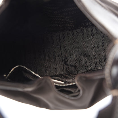 Prada Tessuto Nylon Calfskin Hobo Moro 4 of 9