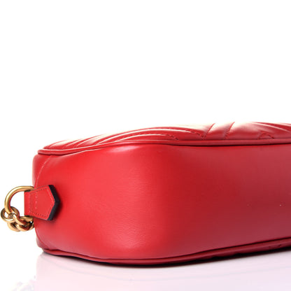 Gucci Calfskin Matelasse Small GG Marmont Chain Shoulder Bag Hibiscus Red 8 of 9
