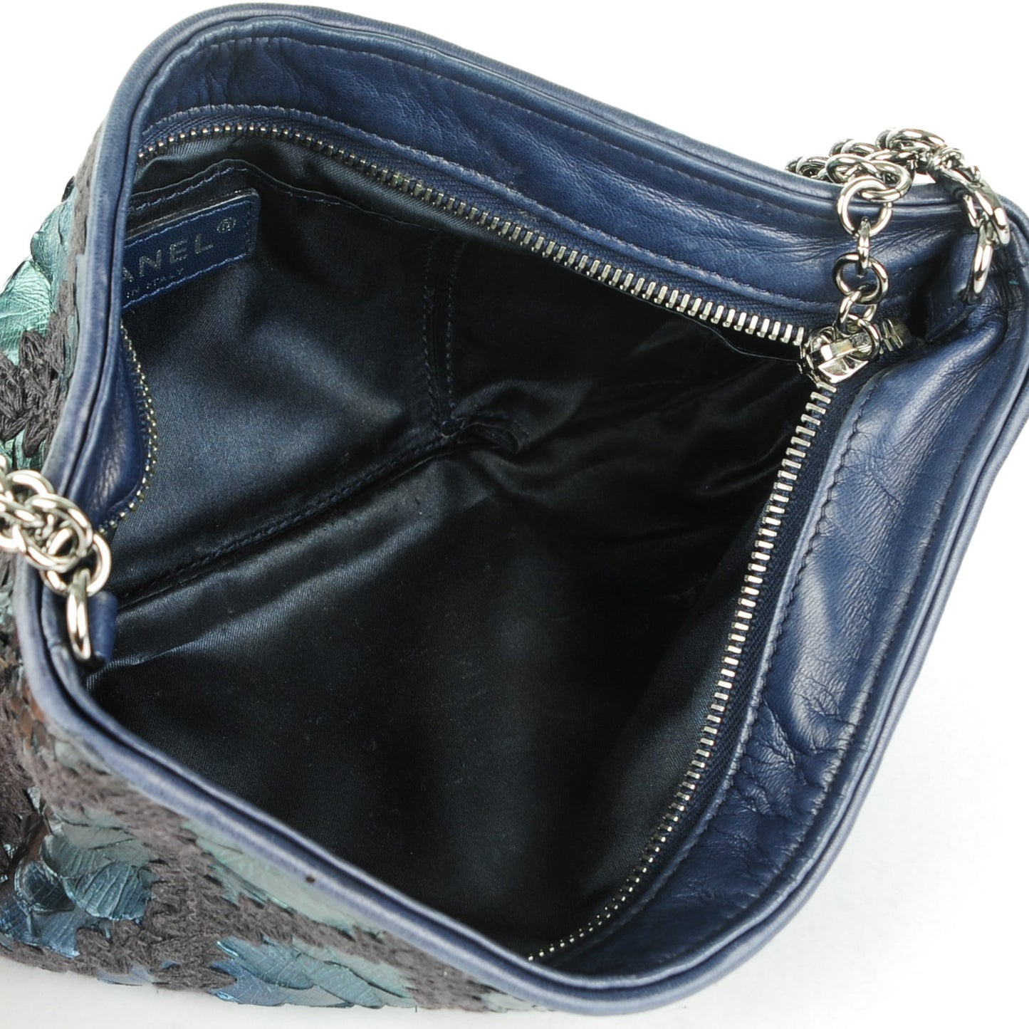 Python Crochet Soft and Chain Pochette Blue