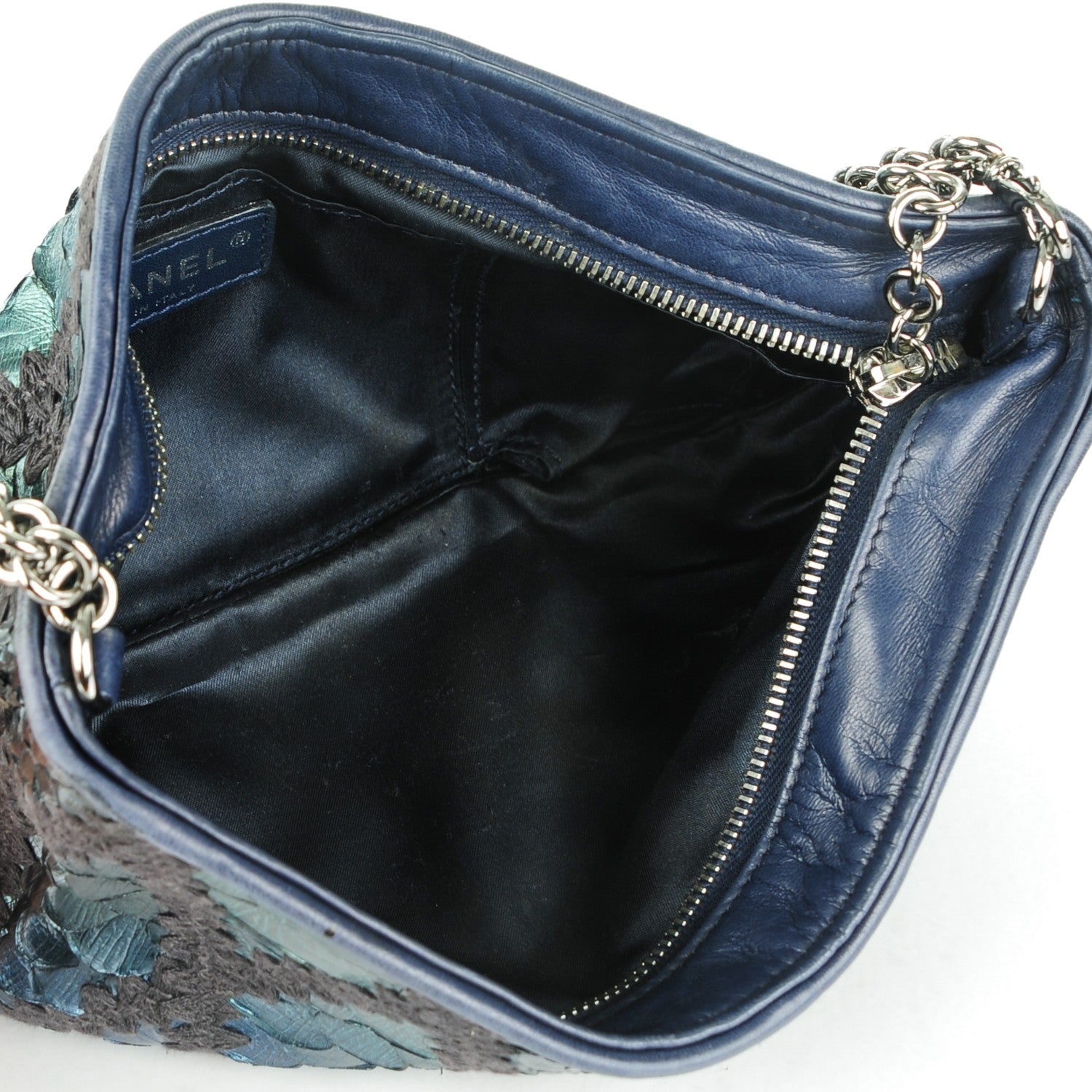 Chanel Python Crochet Soft and Chain Pochette Blue 5 of 7