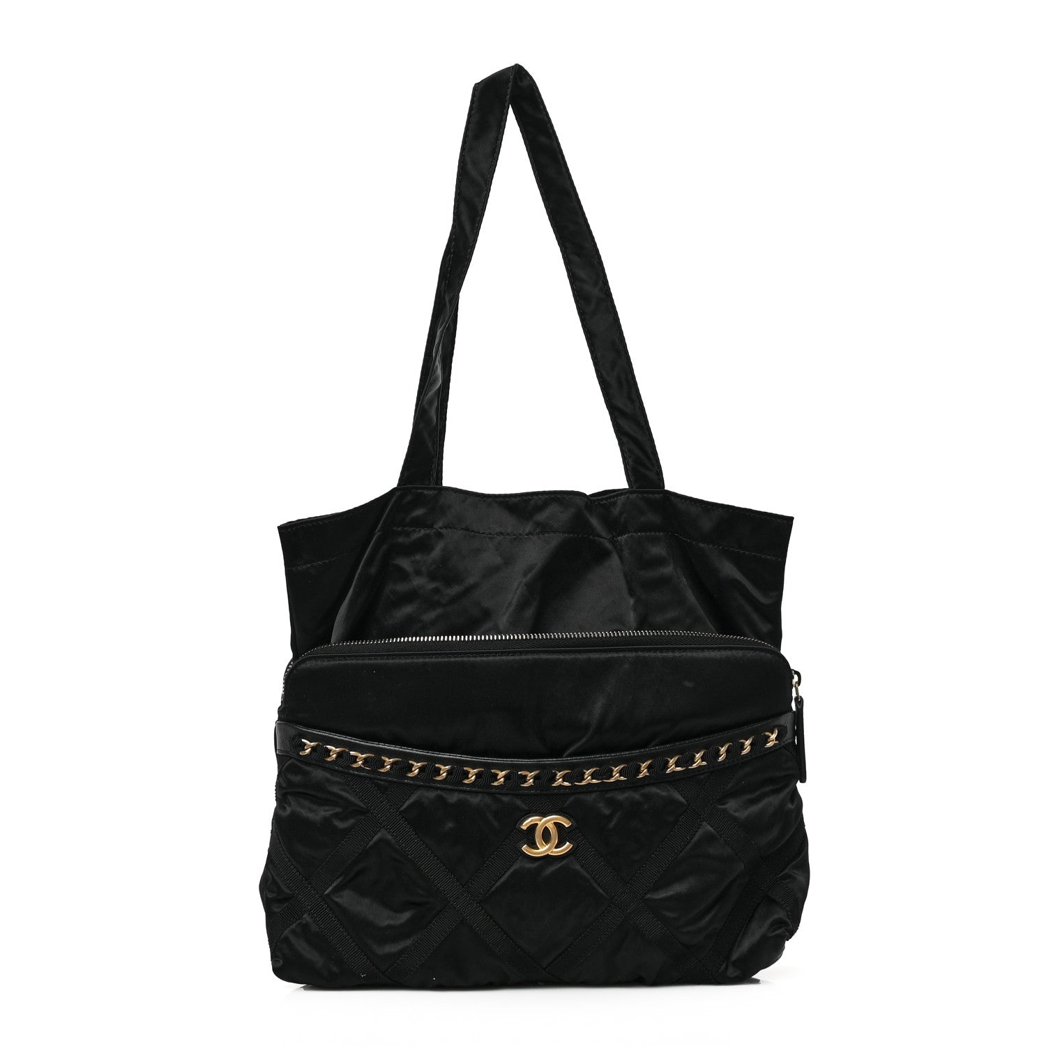 Chanel Nylon Grosgrain Large Lifestyle Pouch With Foldable Tote Black 1 of 9