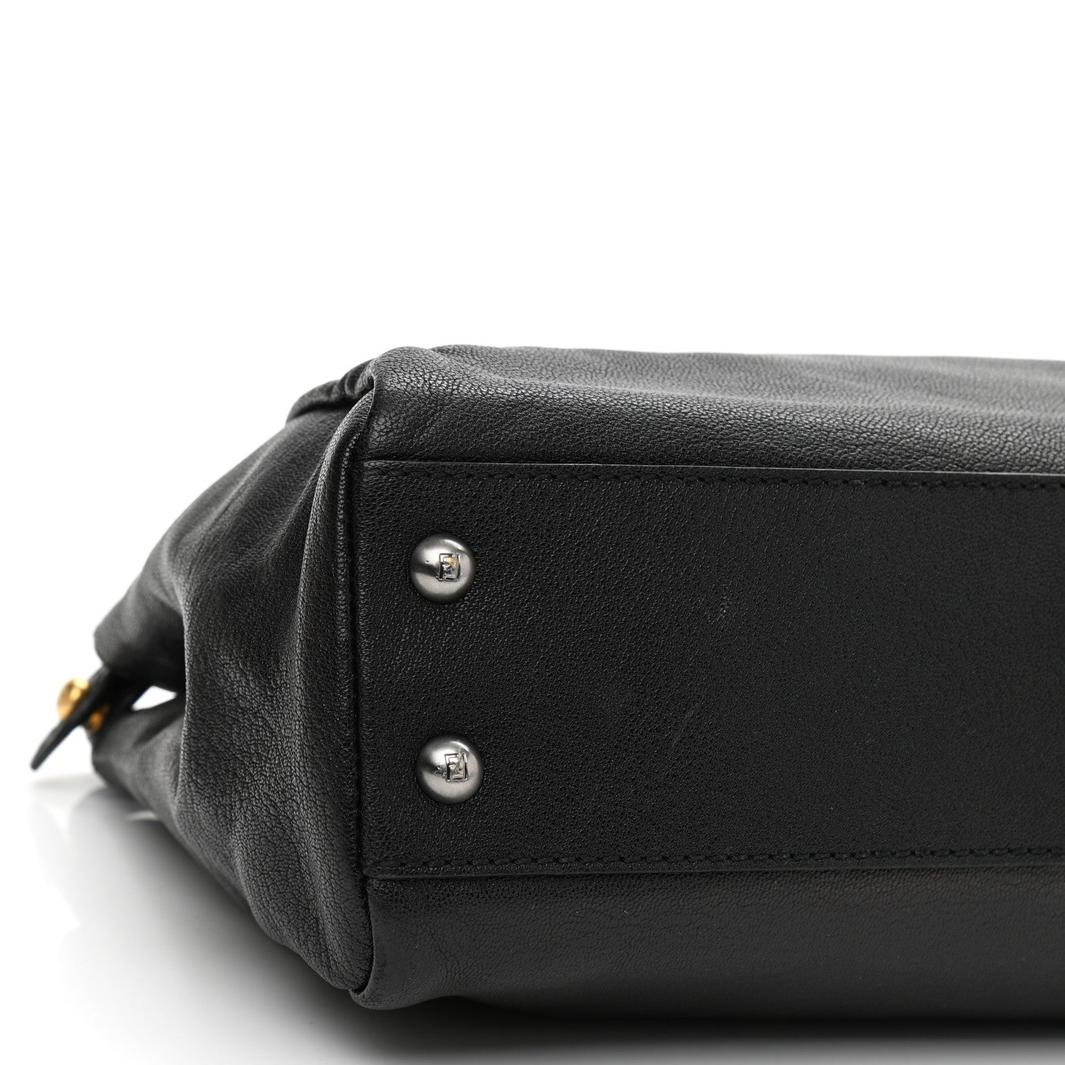 Fendi Goatskin Zucca Medium Peekaboo Iconic Satchel Black Tobacco 9 of 11