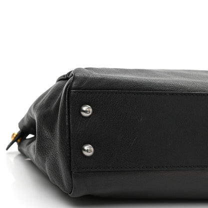 Fendi Goatskin Zucca Medium Peekaboo Iconic Satchel Black Tobacco 9 of 11