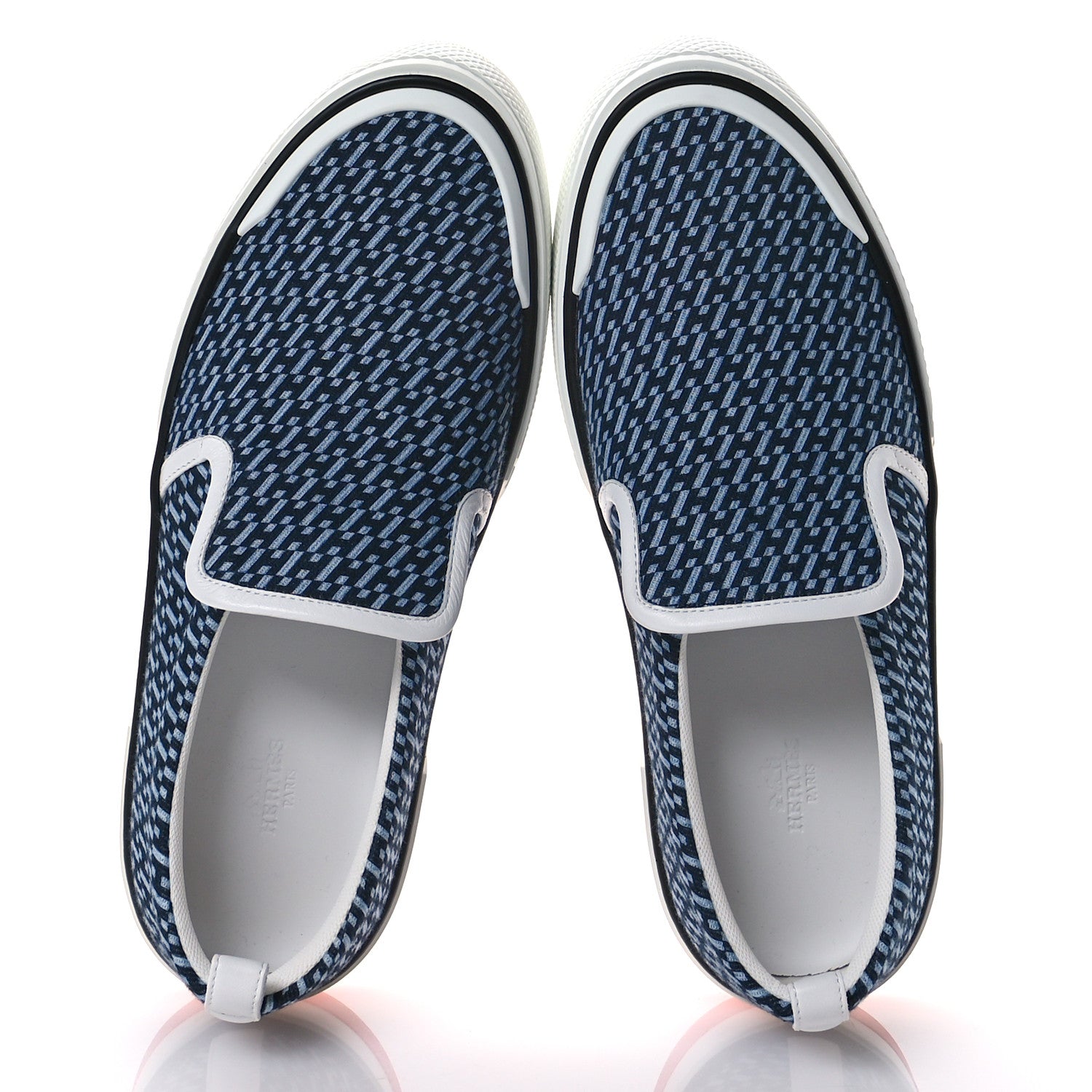 Hermes Denim H En Bais Mens Gliss Sneakers 42.5 Bleu Clair 2 of 9