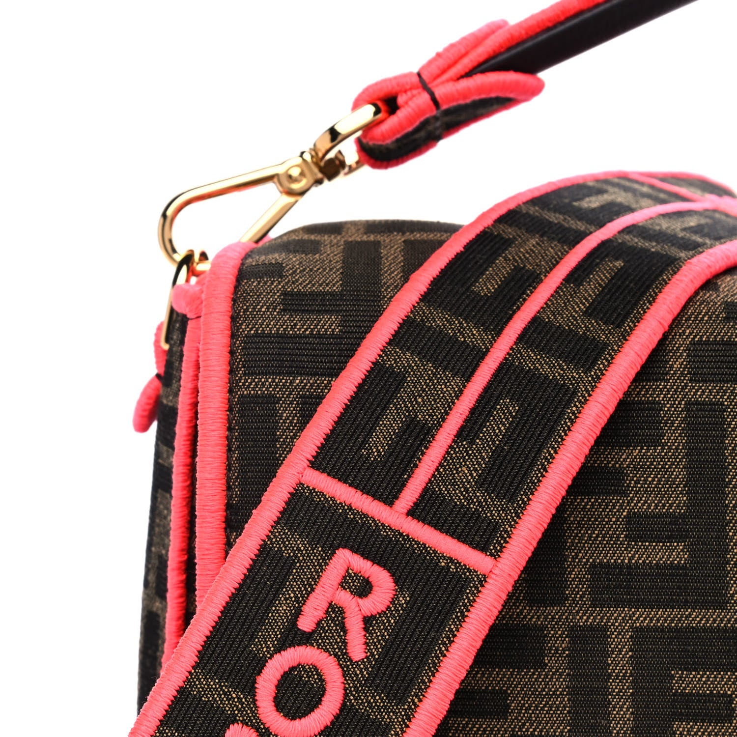 Fendi Fabric Jacquard FF 1974 Large Baguette Tobacco Moro Fuxia Fluo 12 of 14
