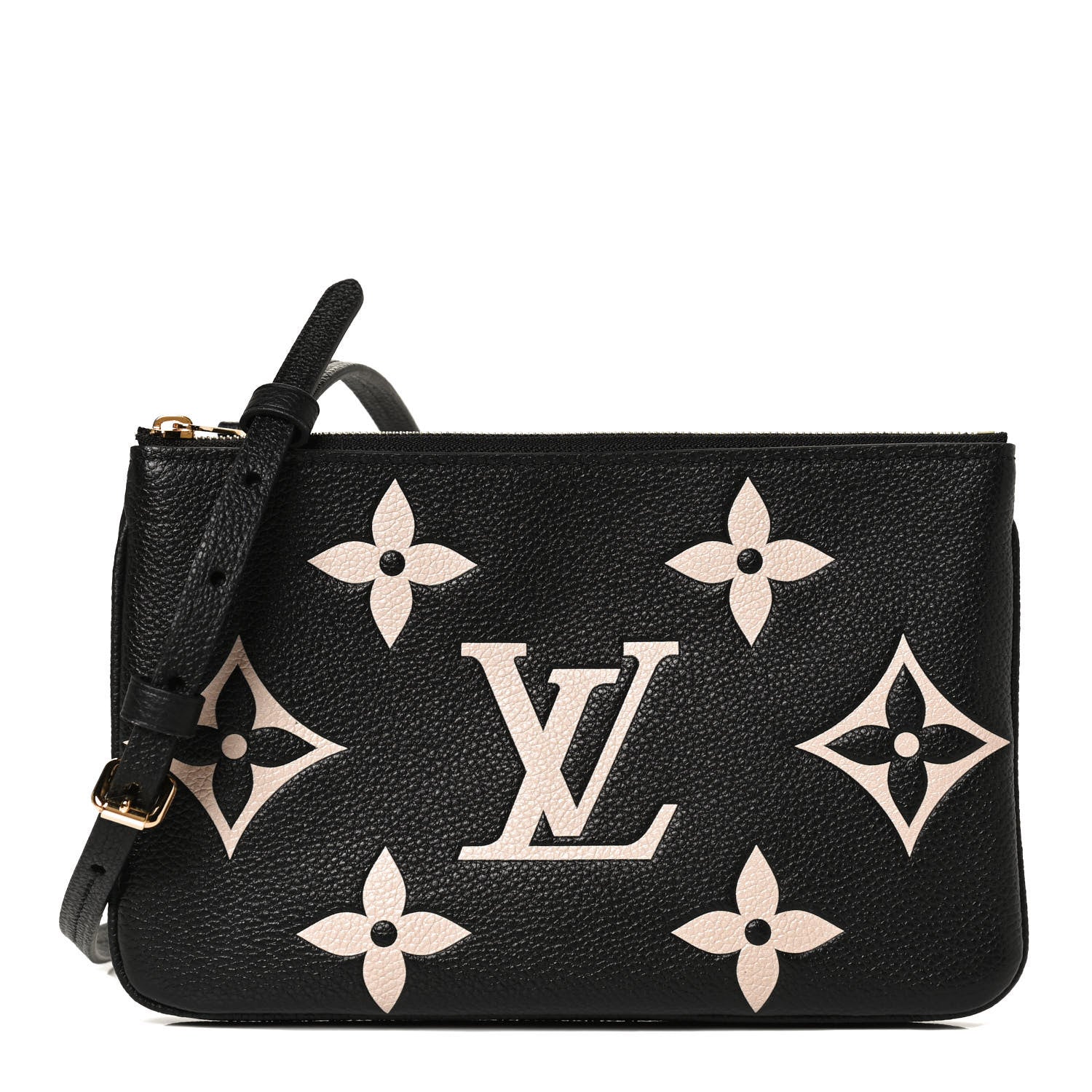 Louis Vuitton Empreinte Monogram Giant Double Zip Pochette Black Cream 1 of 11
