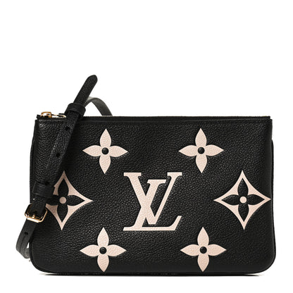 Louis Vuitton Empreinte Monogram Giant Double Zip Pochette Black Cream 1 of 11