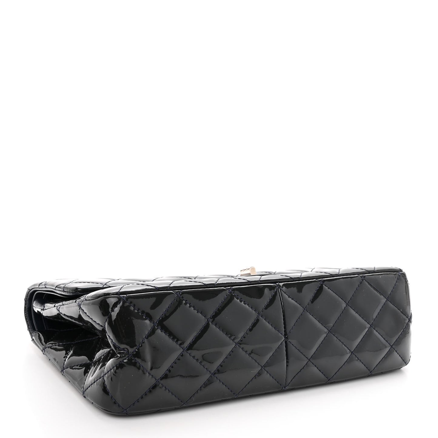 Distressed Patent Quilted 2.55 Reissue 227 Flap Dark Blue