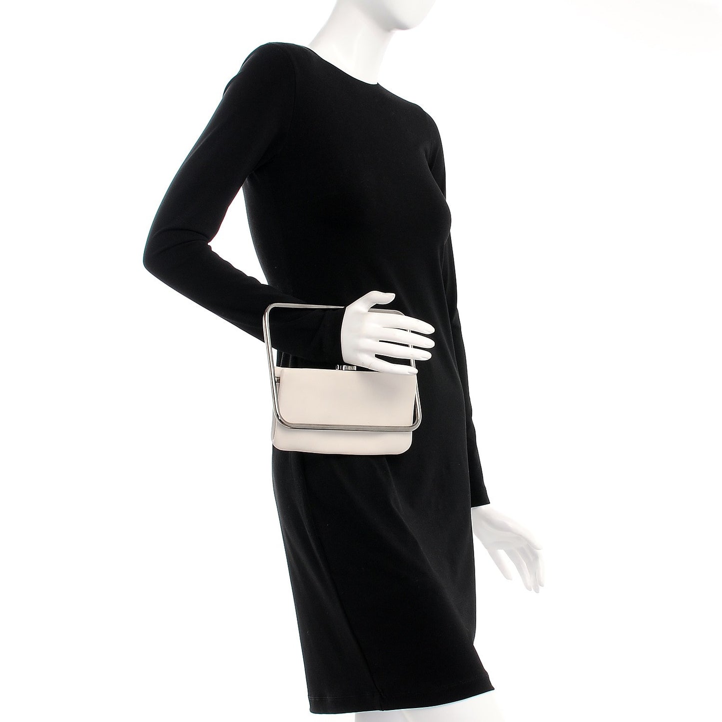 Lambskin Swivel Frame Clutch White