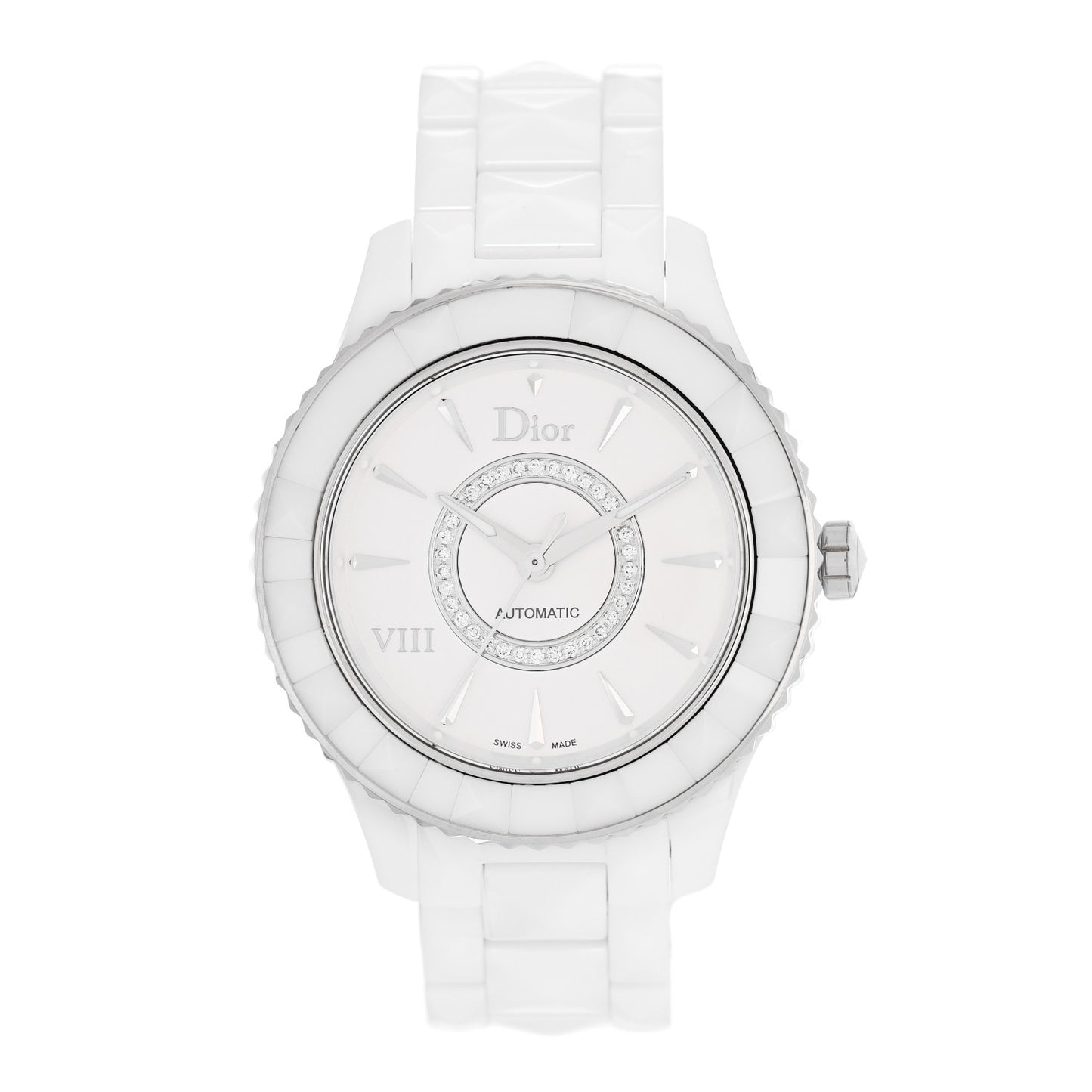 Stainless Steel Ceramic Diamond 38mm Dior VIII Automatic Watch White