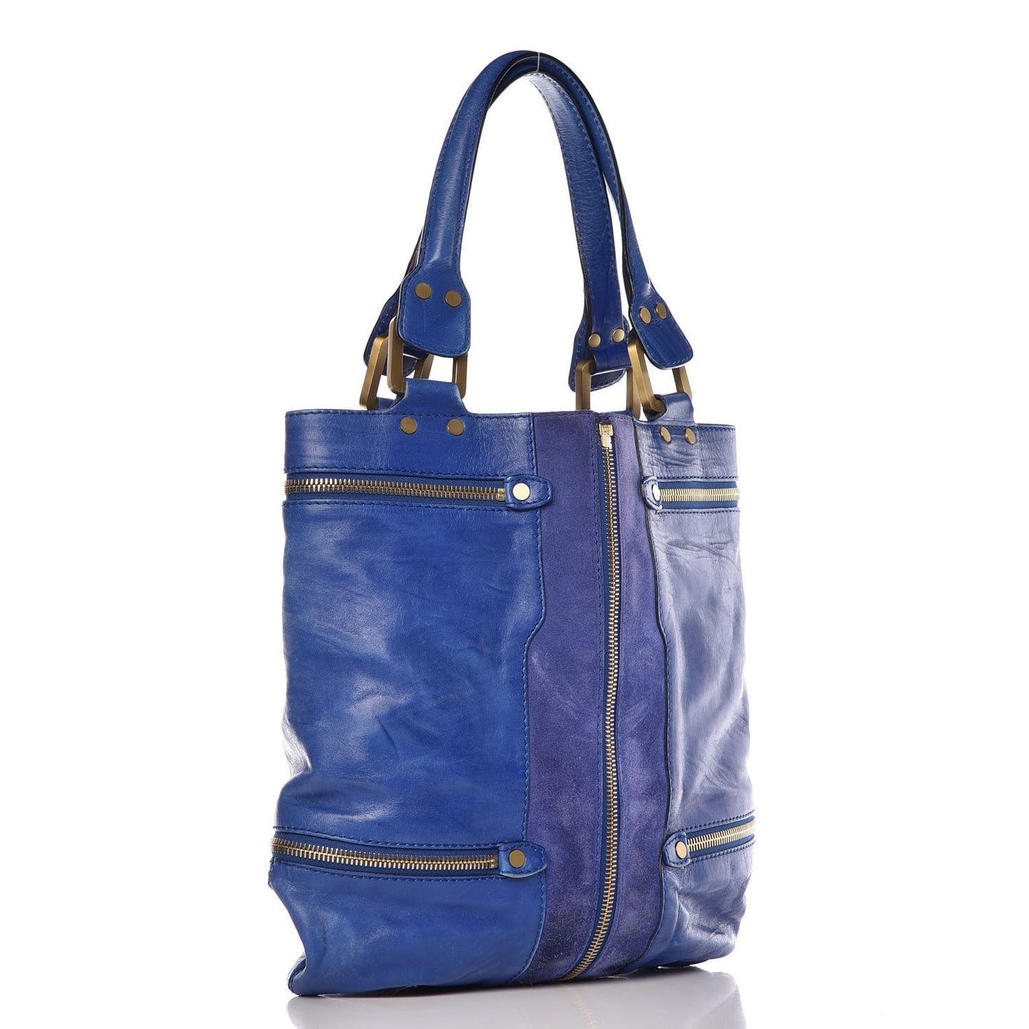 Shiny Calfskin Suede Monna L Cobalt