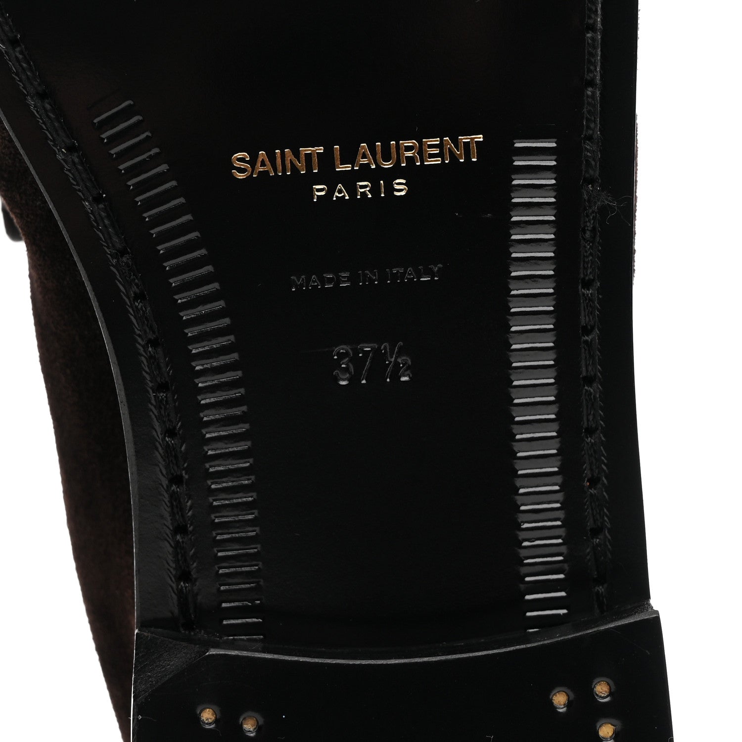 Saint Laurent Suede Le Loafer 15 Penny Slippers 37.5 Dark Chocolate 7 of 10